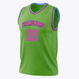 Custom Neon-Green Pink Solid Color Basketball Jersey