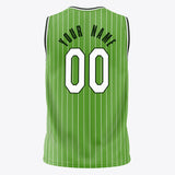 Custom Neon-Green White Pinstripe Basketball Jersey