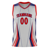 Custom White Red Pattern Basketball Jersey