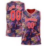 Custom Red White Pattern Basketball Jersey