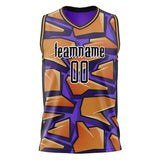 Custom Orange Purple Pattern Basketball Jersey