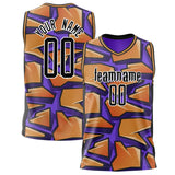 Custom Orange Purple Pattern Basketball Jersey