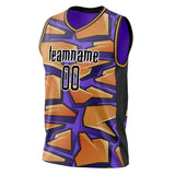 Custom Orange Purple Pattern Basketball Jersey