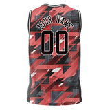 Custom Red Black Pattern Basketball Jersey