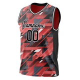 Custom Red Black Pattern Basketball Jersey