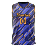 Custom Blue Gold Pattern Basketball Jersey