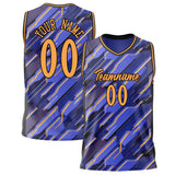 Custom Blue Gold Pattern Basketball Jersey BS02240808JC010