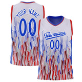 Custom White Royal Pattern Basketball Jersey