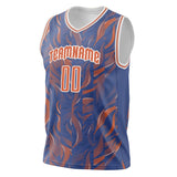 Custom Orange Royal Pattern Basketball Jersey