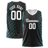 Custom Black Teal Pattern Basketball Jersey