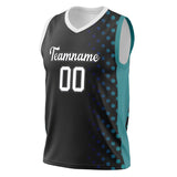 Custom Black Teal Pattern Basketball Jersey