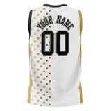 Custom White Old Gold Pattern Basketball Jersey