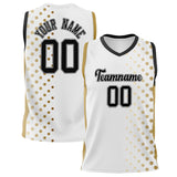 Custom White Old Gold Pattern Basketball Jersey