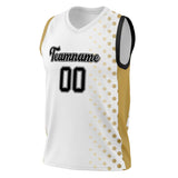 Custom White Old Gold Pattern Basketball Jersey