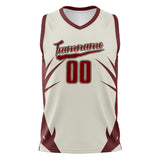 Custom Cream Maroon Pattern Basketball Jersey