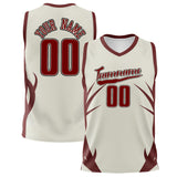 Custom Cream Maroon Pattern Basketball Jersey BS02240808JC016