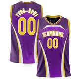 Custom Purple Gold Pattern Basketball Jersey