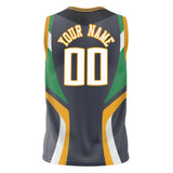 Custom Gray Gold Pattern Basketball Jersey