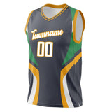 Custom Gray Gold Pattern Basketball Jersey