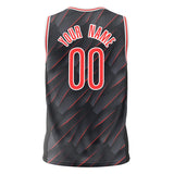 Custom Black Red Pattern Basketball Jersey