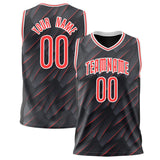 Custom Black Red Pattern Basketball Jersey