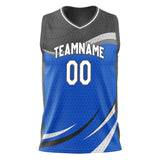 Custom Blue Black Pattern Basketball Jersey