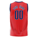 Custom Red Navy Pattern Basketball Jersey