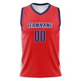 Custom Red Navy Pattern Basketball Jersey