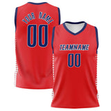 Custom Red Navy Pattern Basketball Jersey