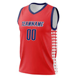 Custom Red Navy Pattern Basketball Jersey