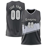 Custom Black Gray Pattern Basketball Jersey