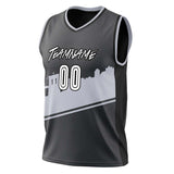 Custom Black Gray Pattern Basketball Jersey