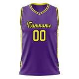 Custom Purple Neon Yellow Pattern Basketball Jersey