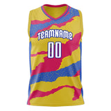 Custom Gold Pink Pattern Basketball Jersey