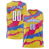 Custom Gold Pink Pattern Basketball Jersey