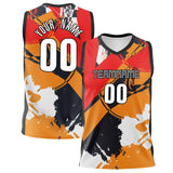 Custom Orange Black Pattern Basketball Jersey