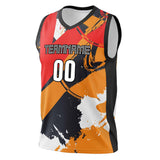 Custom Orange Black Pattern Basketball Jersey