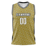 Custom Old Gold Black Pattern Basketball Jersey
