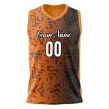 Custom Orange Black Pattern Basketball Jersey