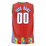 Custom Red Blue Pattern Basketball Jersey