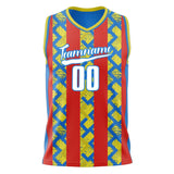 Custom Red Blue Pattern Basketball Jersey