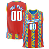 Custom Red Blue Pattern Basketball Jersey BS02240808JG037