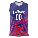 Custom Navy Red Pattern Basketball Jersey