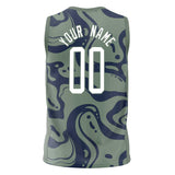 Custom Oliv Navy Pattern Basketball Jersey