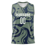 Custom Oliv Navy Pattern Basketball Jersey