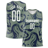 Custom Oliv Navy Pattern Basketball Jersey