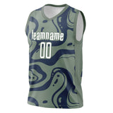 Custom Oliv Navy Pattern Basketball Jersey