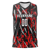 Custom Black Red Pattern Basketball Jersey