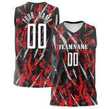 Custom Black Red Pattern Basketball Jersey