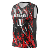 Custom Black Red Pattern Basketball Jersey